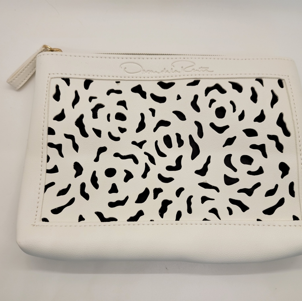 Oscar De La Renta Makeup Bag Pouch Lined Perforated Zipper
